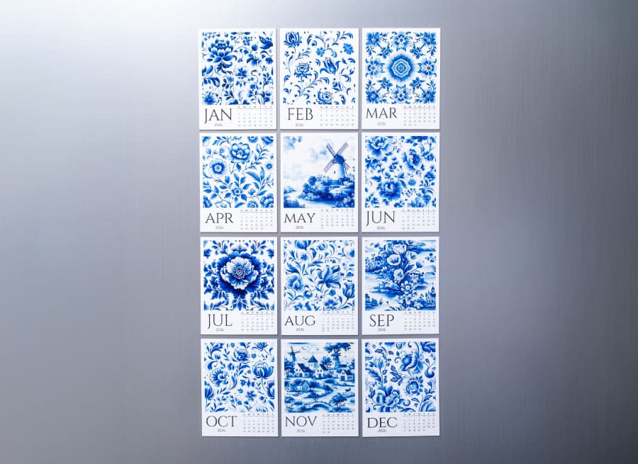 delft inspired fridge calendar