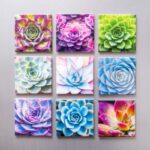 Nifty Fridge Art – Succulent Collection (Square Magnets) - Full Set (9 Magnets)